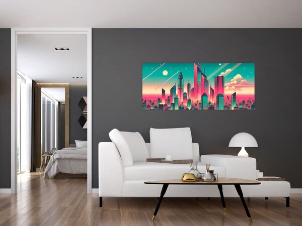 Slika – Veliki grad u pop-art stilu (120x50 cm)