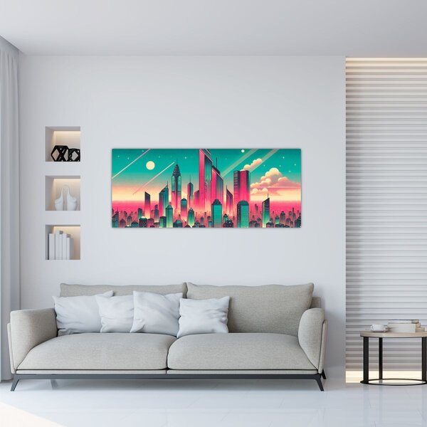 Slika – Veliki grad u pop-art stilu (120x50 cm)