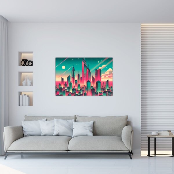 Slika – Veliki grad u pop-art stilu (90x60 cm)