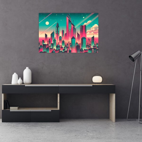 Slika – Veliki grad u pop-art stilu (90x60 cm)