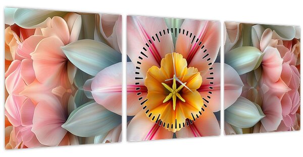 Slika - Kaleidoskopski cvijet (sa satom) (90x30 cm)