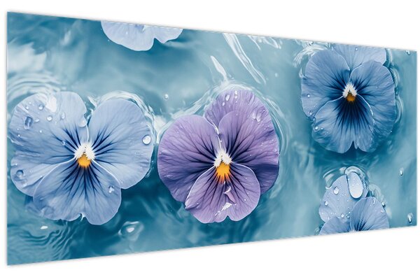 Slika - Ljubičice u vodi (120x50 cm)
