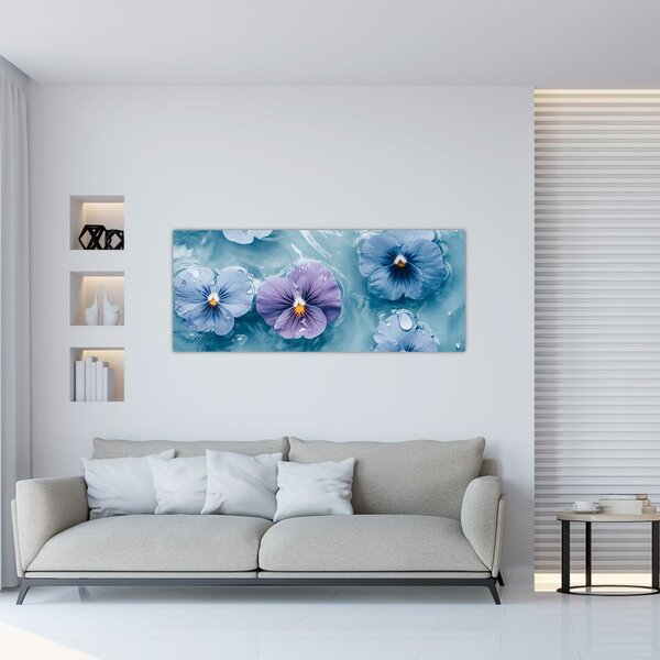 Slika - Ljubičice u vodi (120x50 cm)