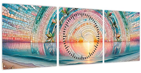 Slika – Mozaik zalaska sunca (sa satom) (90x30 cm)