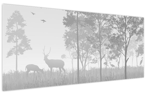 Slika - Livada sa jelenima (120x50 cm)