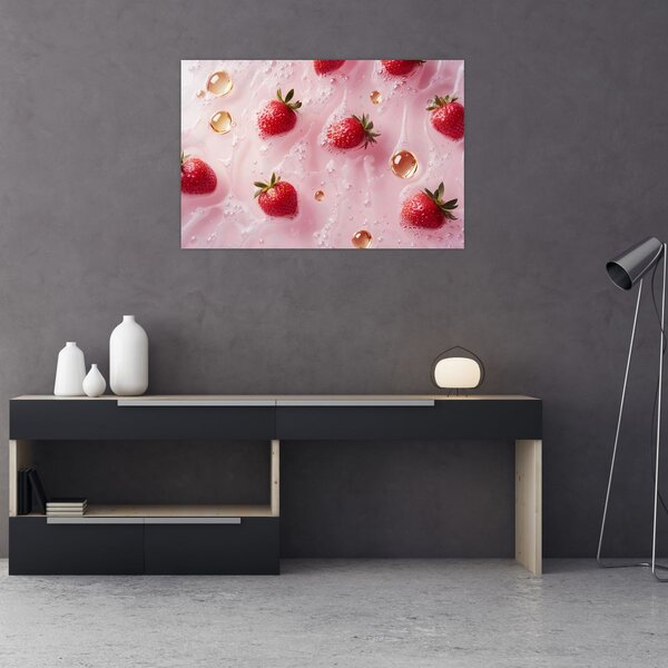 Slika - Jagode u mjehurićima (90x60 cm)