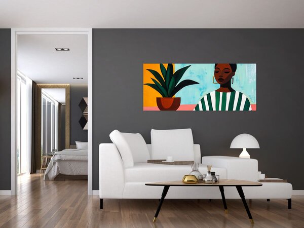 Slika - Žena s cvijetom (120x50 cm)