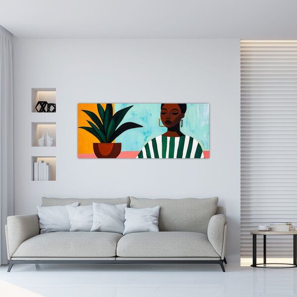 Slika - Žena s cvijetom (120x50 cm)
