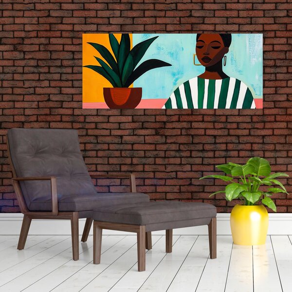 Slika - Žena s cvijetom (120x50 cm)