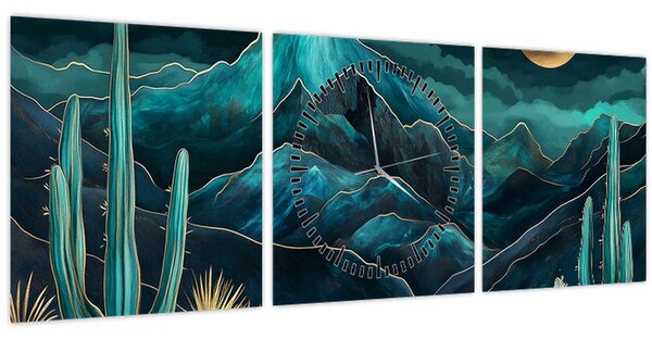 Slika - Tirkizna noć (sa satom) (90x30 cm)
