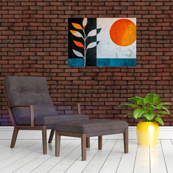 Slika - Apstrakcija biljke i sunca (70x50 cm)