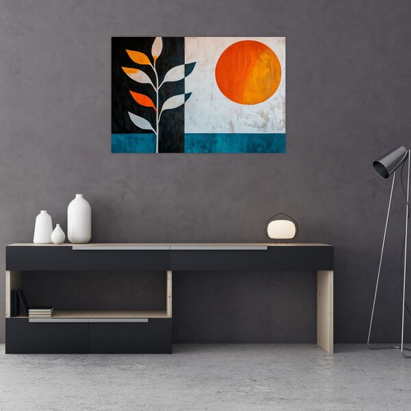 Slika - Apstrakcija biljke i sunca (90x60 cm)