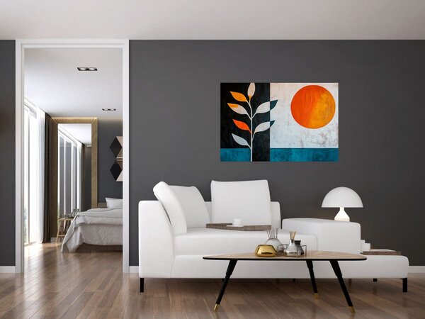 Slika - Apstrakcija biljke i sunca (90x60 cm)