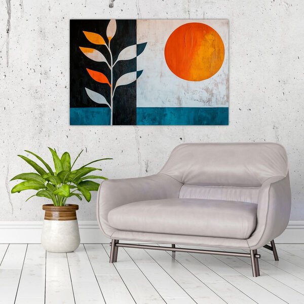 Slika - Apstrakcija biljke i sunca (90x60 cm)