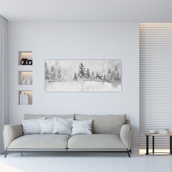 Slika - Jeleni uz jezero (120x50 cm)