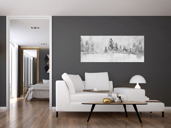 Slika - Jeleni uz jezero (120x50 cm)