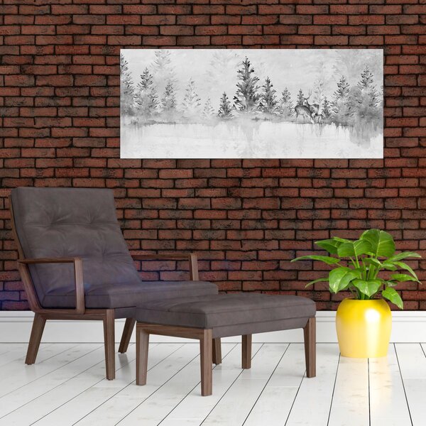 Slika - Jeleni uz jezero (120x50 cm)