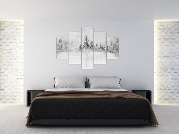 Slika - Jeleni uz jezero (150x105 cm)