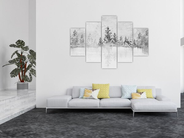 Slika - Jeleni uz jezero (150x105 cm)