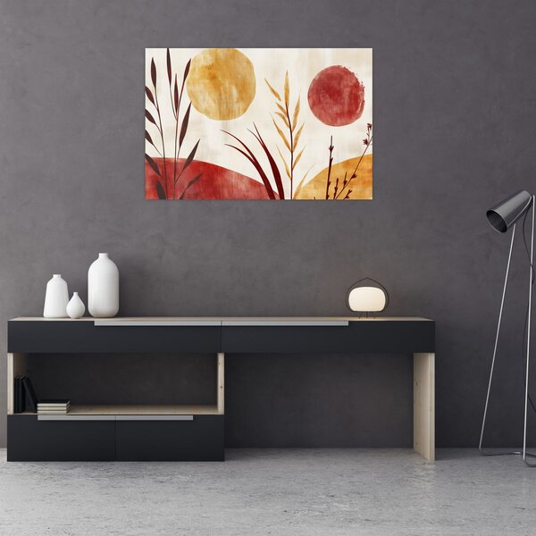 Slika - Biljke i krugovi (90x60 cm)