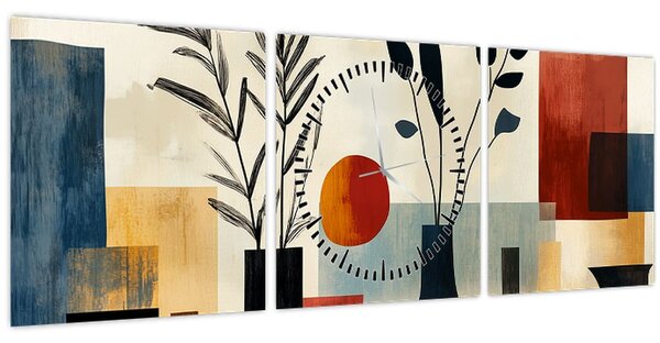 Slika - Kubističke vaze (sa satom) (90x30 cm)