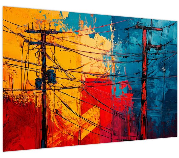 Slika - Apstraktne električne linije (90x60 cm)