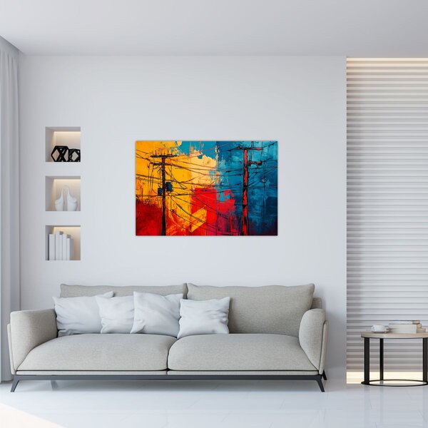 Slika - Apstraktne električne linije (90x60 cm)