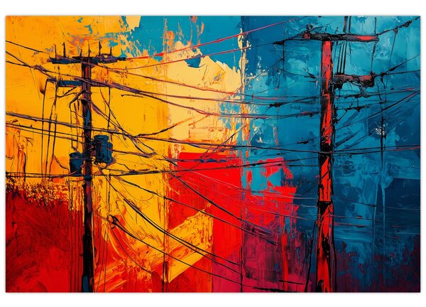 Slika - Apstraktne električne linije (90x60 cm)