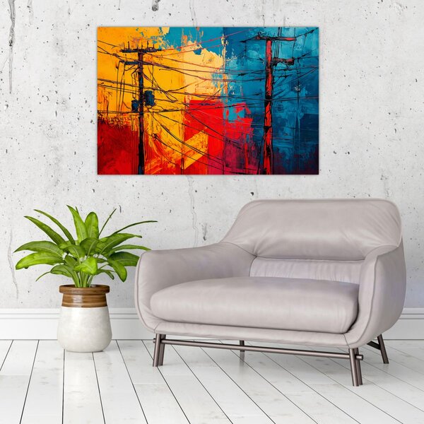 Slika - Apstraktne električne linije (90x60 cm)