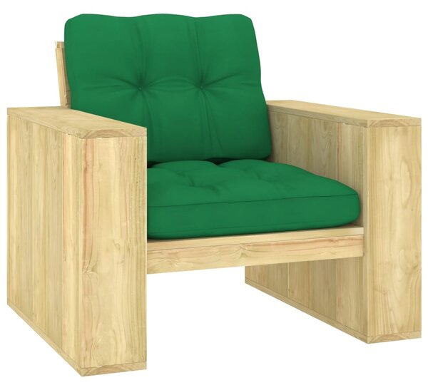 VidaXL Vrtna stolica sa zelenim jastucima od impregnirane borovine