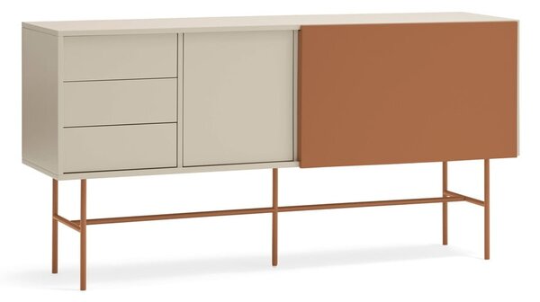 Ciglasta/bež niska komoda s kliznim vratima 180x91 cm Nube – Teulat