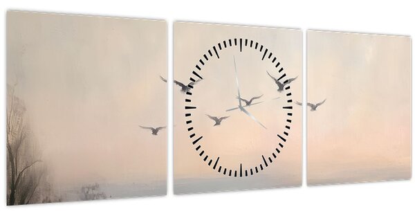 Slika - Jato ptica (sa satom) (90x30 cm)