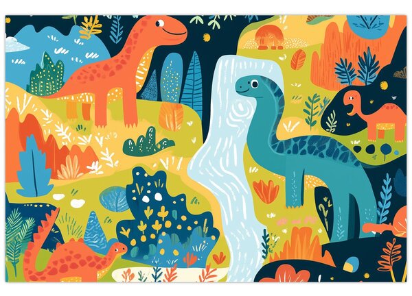 Slika - Veseli dinosauri (90x60 cm)