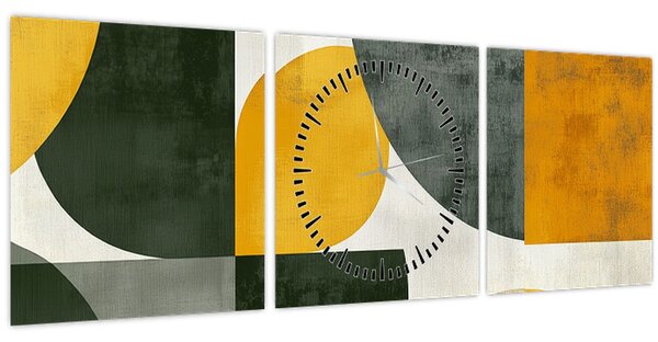 Slika - Apstrakcija u maslinastoj boji (sa satom) (90x30 cm)