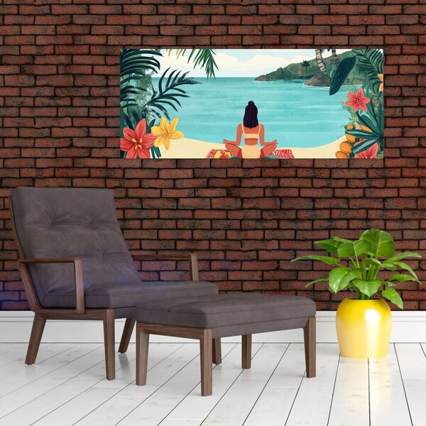 Slika - Joginica na plaži (120x50 cm)