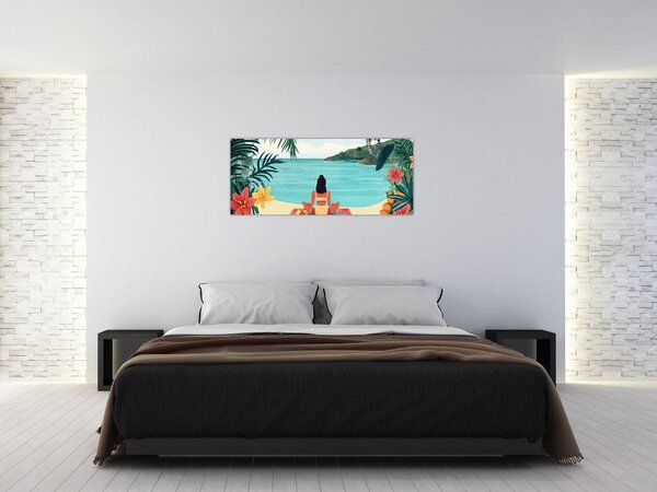 Slika - Joginica na plaži (120x50 cm)