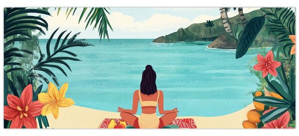 Slika - Joginica na plaži (120x50 cm)