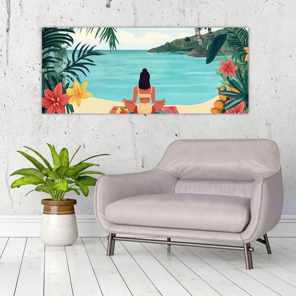 Slika - Joginica na plaži (120x50 cm)