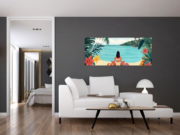 Slika - Joginica na plaži (120x50 cm)