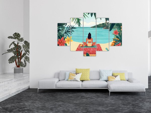 Slika - Joginica na plaži (150x105 cm)