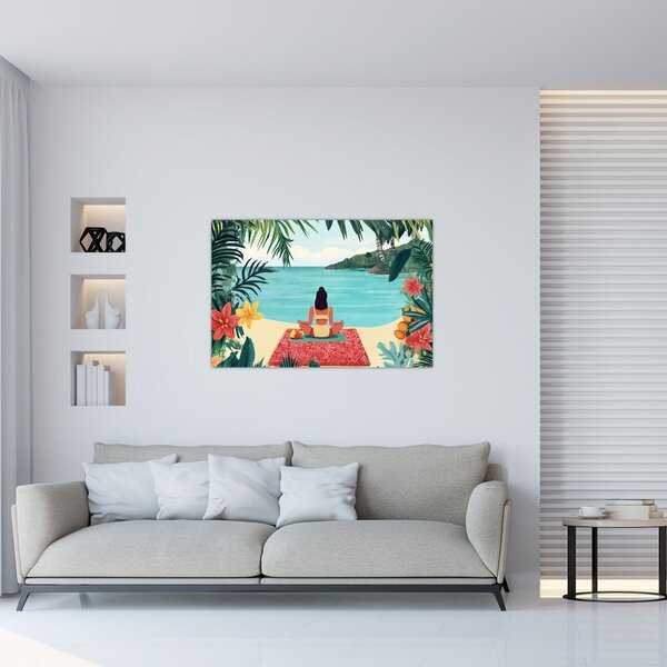 Slika - Joginica na plaži (90x60 cm)