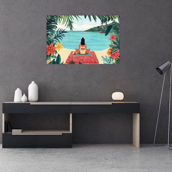 Slika - Joginica na plaži (90x60 cm)