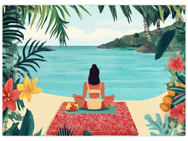 Slika - Joginica na plaži (70x50 cm)