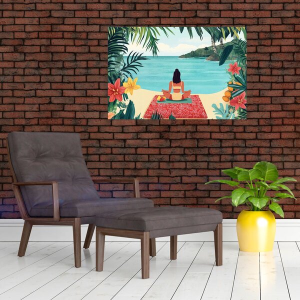 Slika - Joginica na plaži (90x60 cm)