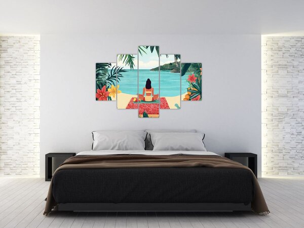 Slika - Joginica na plaži (150x105 cm)