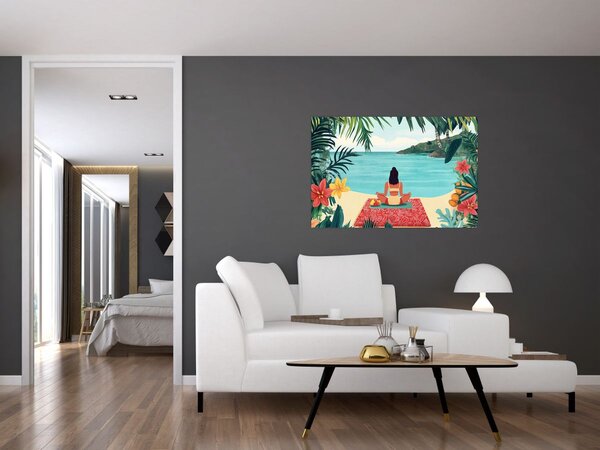 Slika - Joginica na plaži (90x60 cm)
