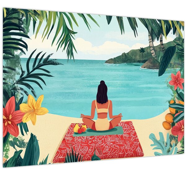 Slika - Joginica na plaži (70x50 cm)