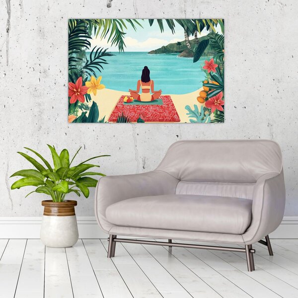 Slika - Joginica na plaži (90x60 cm)
