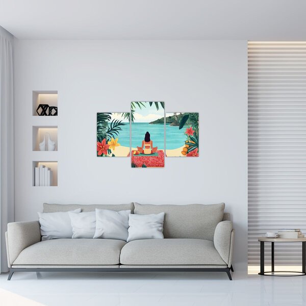 Slika - Joginica na plaži (90x60 cm)
