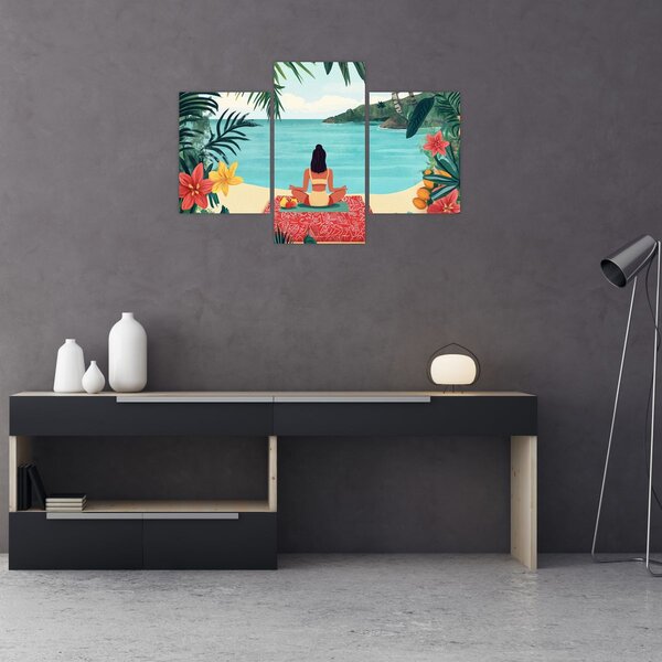 Slika - Joginica na plaži (90x60 cm)